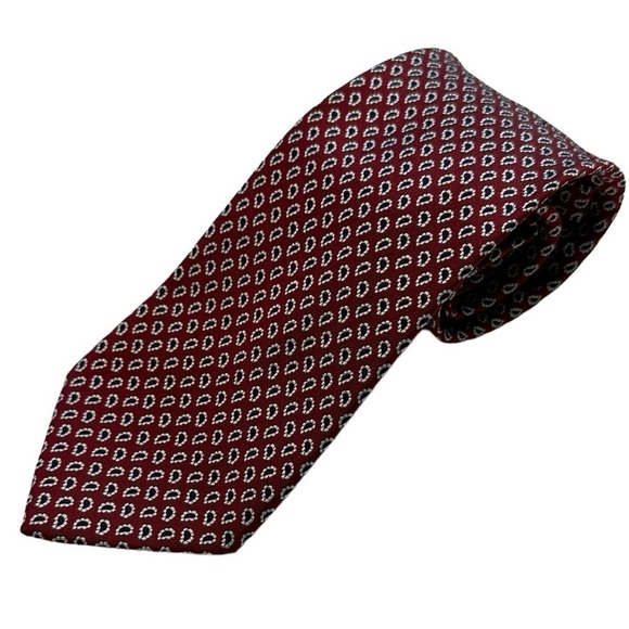 Jos A Bank Classic Collection Red w/ Black White Teardrop 100% Silk 58” x 3.5” - Picture 1 of 10
